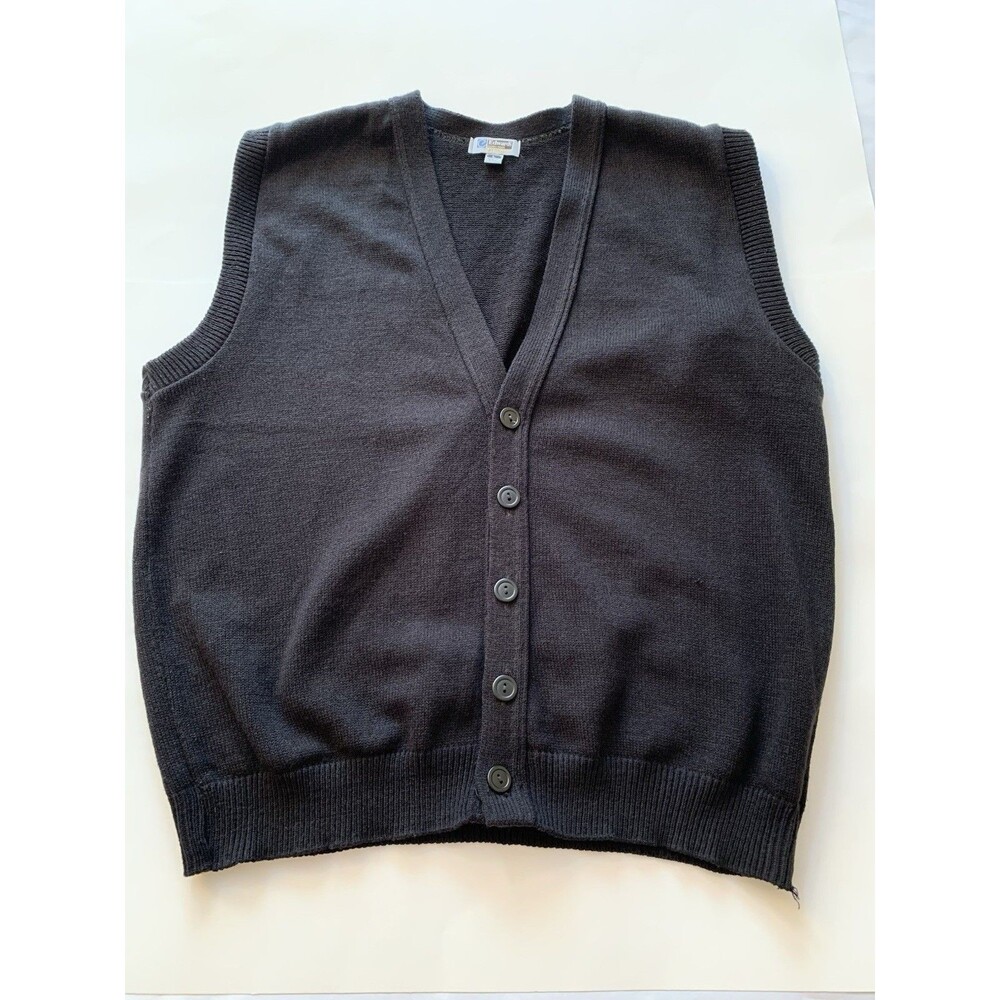 Vintage Edwards Sweater Vest L Navy Blue V-Neck USA Heavy Acrylic As-Is⁠